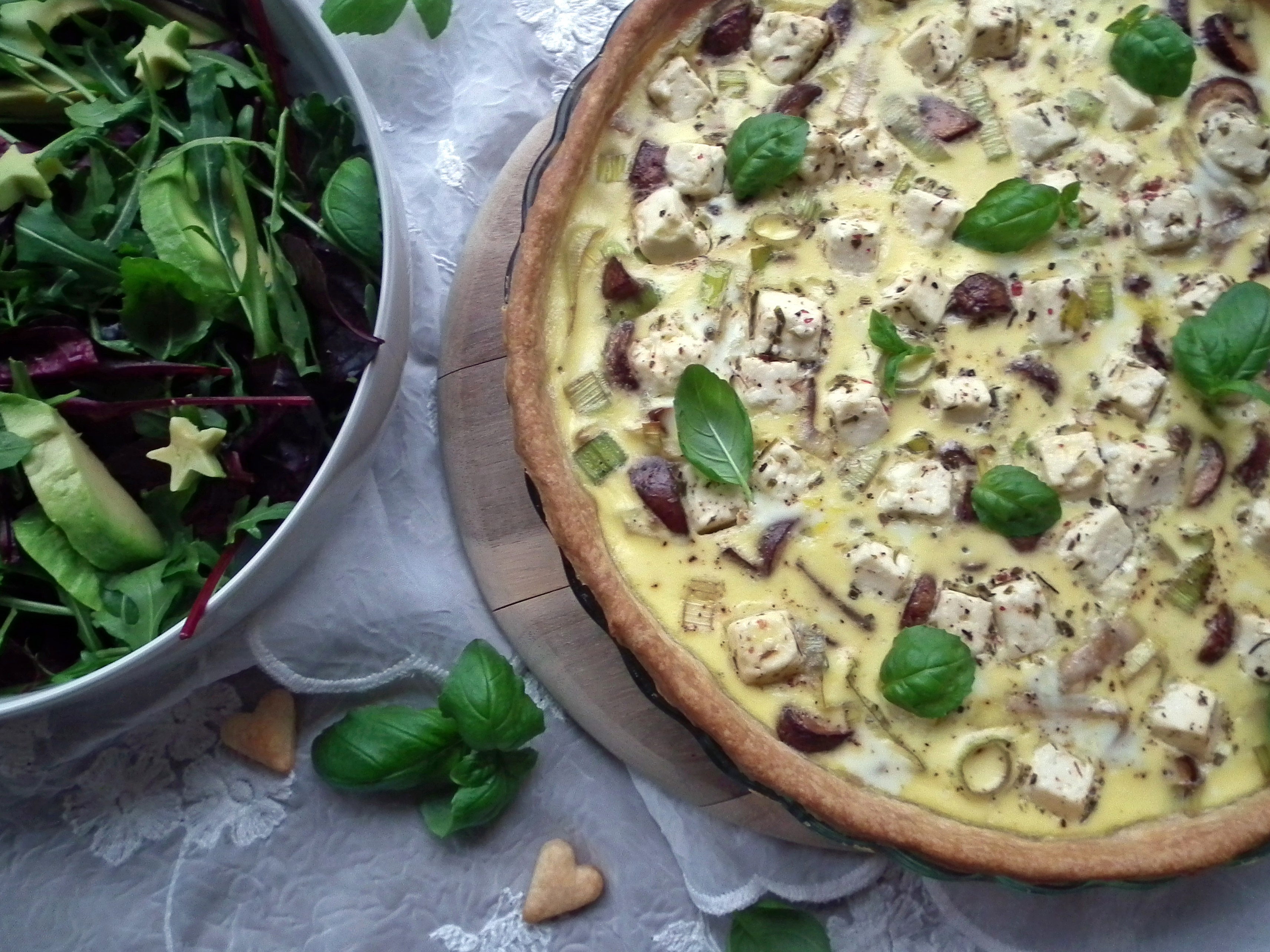 Pai med sopp og fetaost